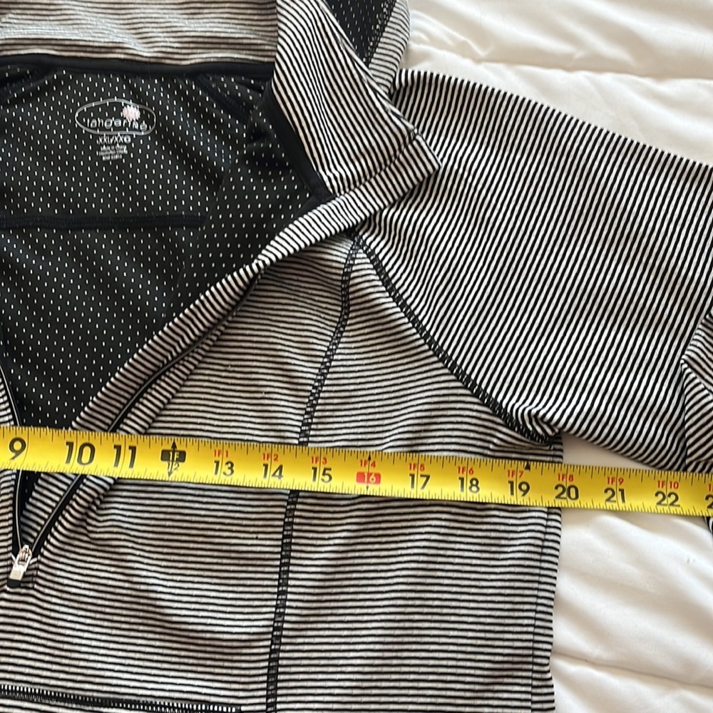 TANGERINE Top Hoodie Zip Jacket, XXL Black White Shirt Top Sweatshirt Striped - Picture 6 of 11